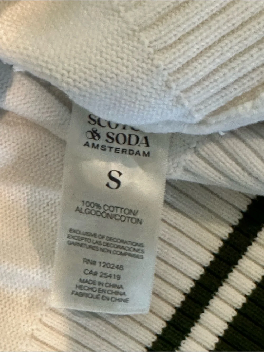 New! Scotch & Soda Amsterdam White Cardigan with Green Trim Small - Picture 7 of 11